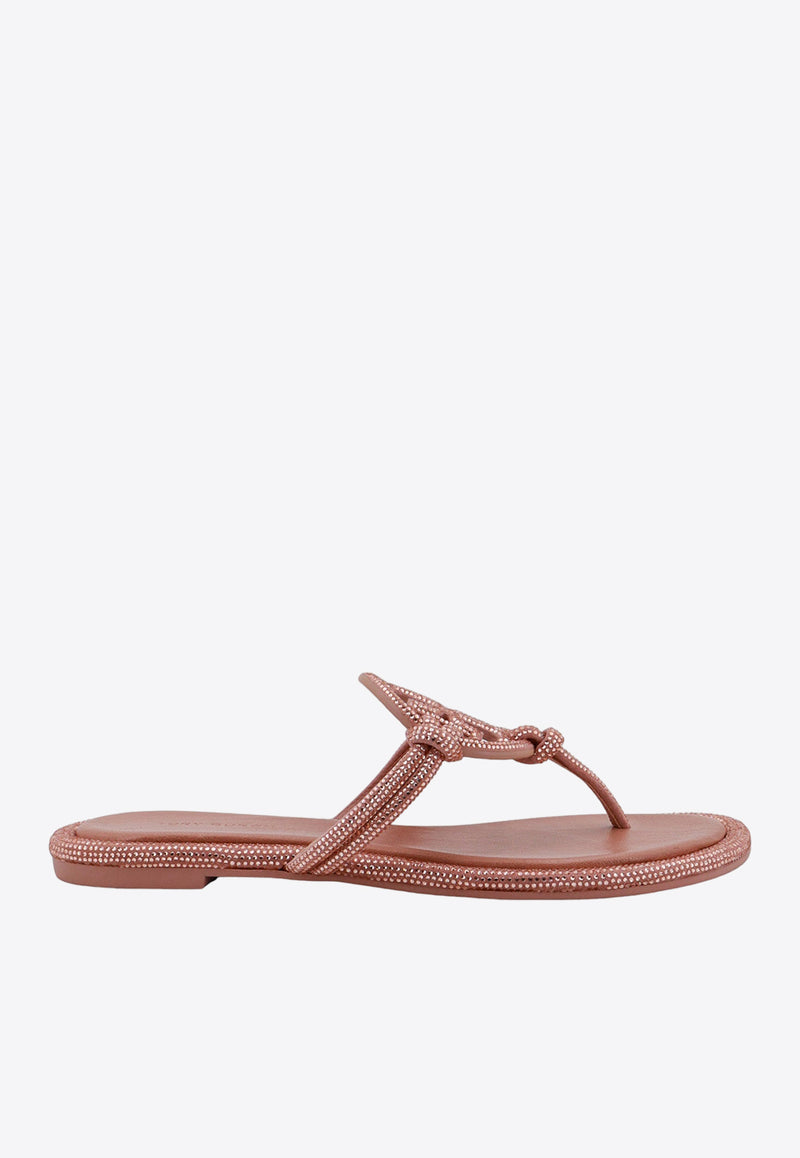 Tory Burch Miller Crystal Embellished Knotted Thong Sandals Pink 152177_667