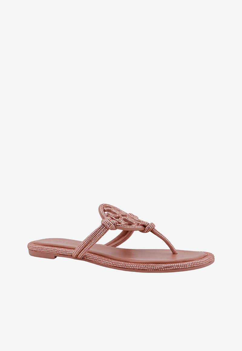 Tory Burch Miller Crystal Embellished Knotted Thong Sandals Pink 152177_667