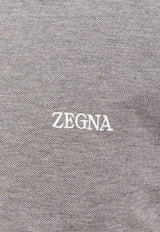 ZEGNA Logo Embroidered Polo T-shirt Gray E7358A5B746_K95