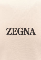 ZEGNA Logo Print T-shirt Beige UD364A7D777_N03