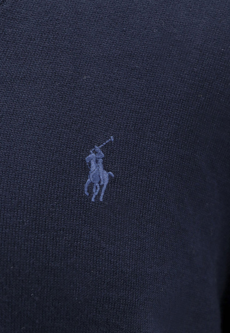 Polo Ralph Lauren Logo Embroidered V-neck Sweater Blue 710670789_004