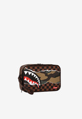 Sprayground Shark Print Coated Canvas Pouch Bag Brown 910B6042NSZ_MARRONE