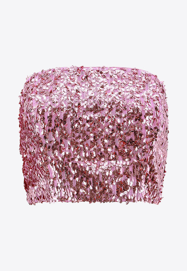 ROTATE Sequin-Embellished Cropped Top Pink 1118611099_2718