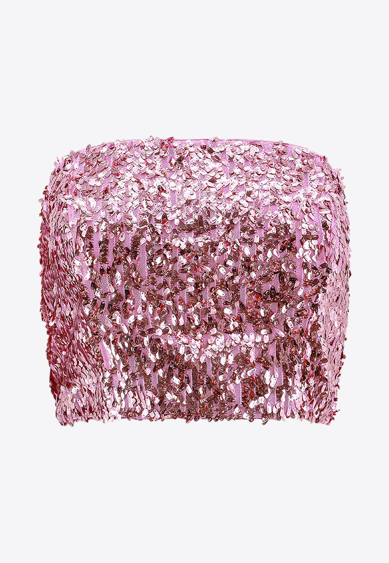 ROTATE Sequin-Embellished Cropped Top Pink 1118611099_2718