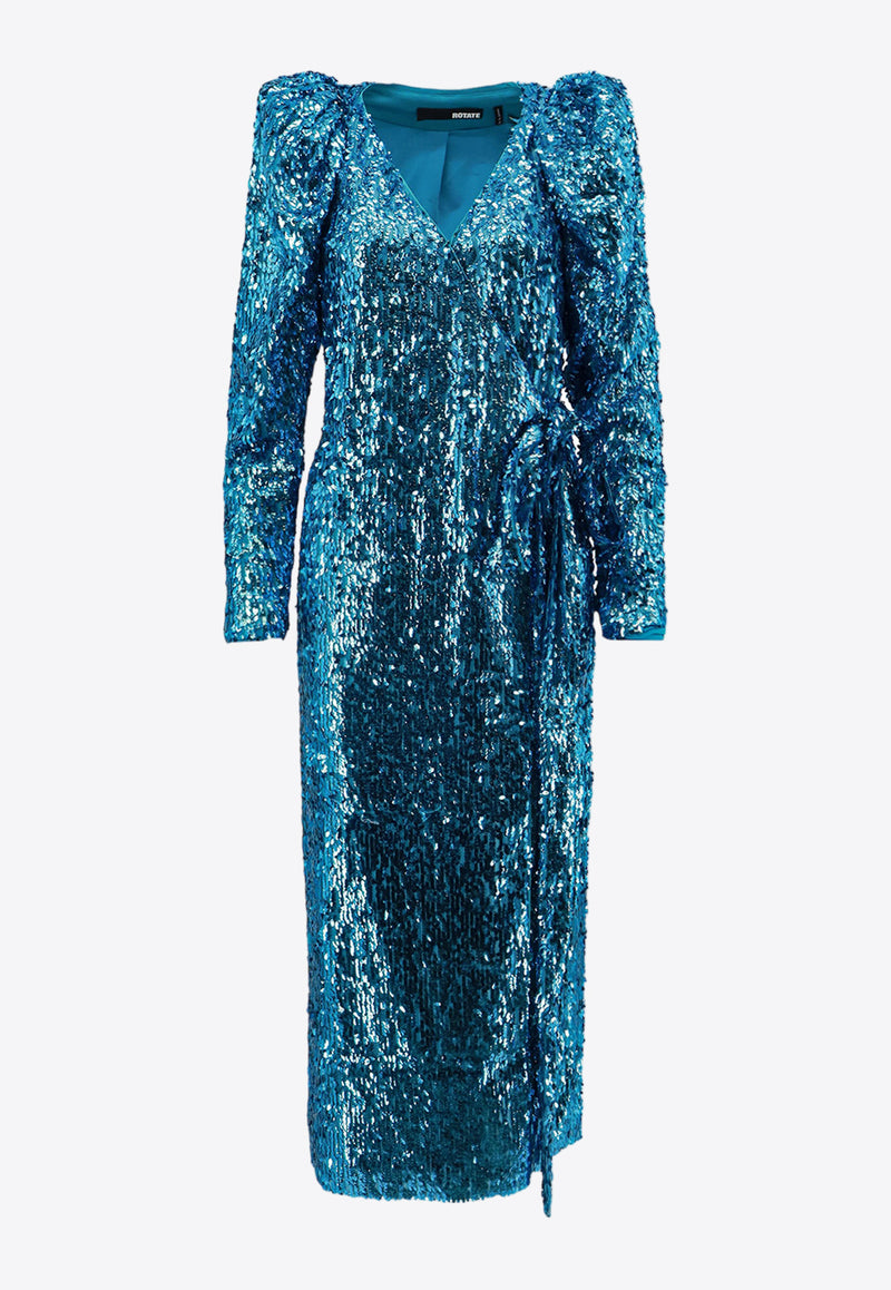 ROTATE Sequin-Embellished Midi Dress Blue 1121202923_4530