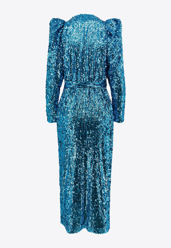 ROTATE Sequin-Embellished Midi Dress Blue 1121202923_4530