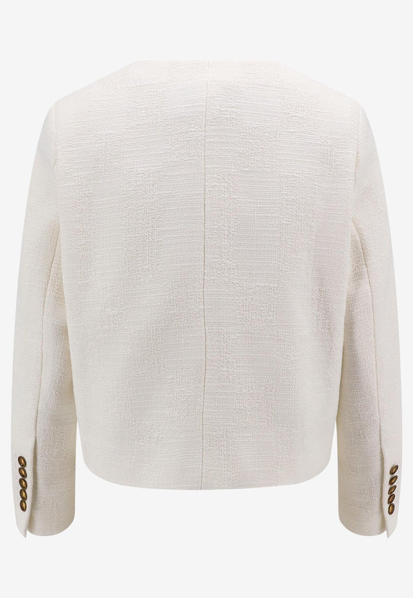 Saulina Single-Breasted Textured Blazer White SA9061_1