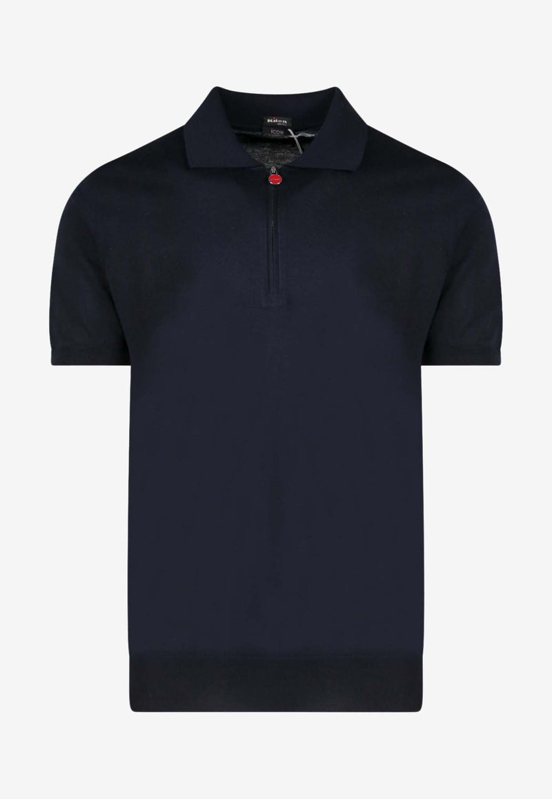 Kiton Ciro Paone Half-Zip Polo T-shirt Blue UMKX33Z_K4