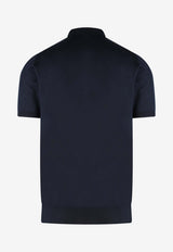 Kiton Ciro Paone Half-Zip Polo T-shirt Blue UMKX33Z_K4