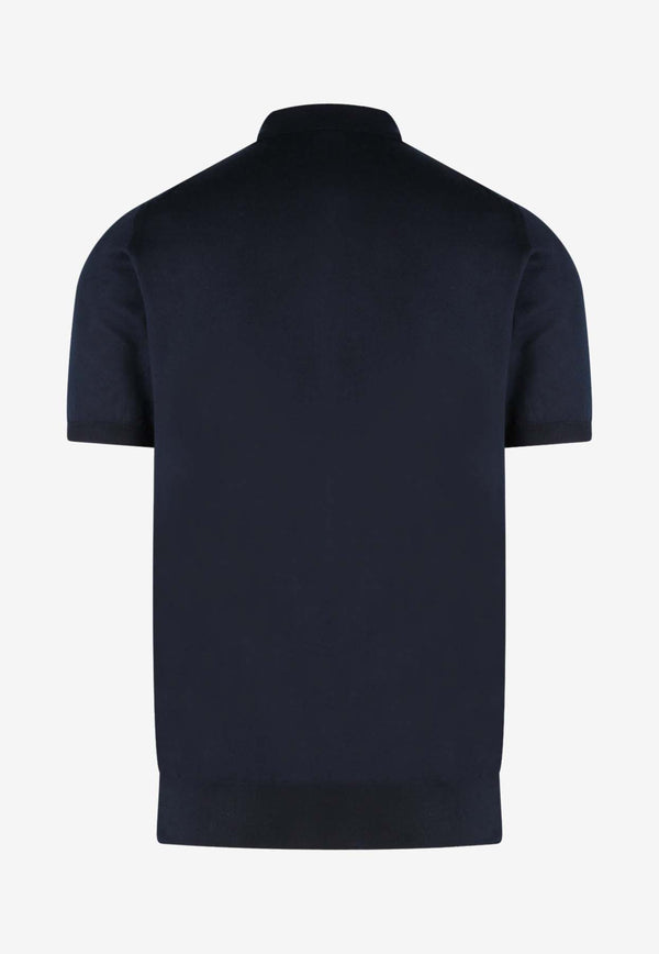 Kiton Ciro Paone Half-Zip Polo T-shirt Blue UMKX33Z_K4