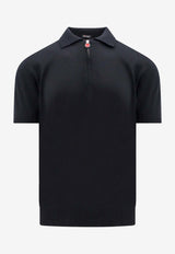 Kiton Ciro Paone Half-Zip Polo T-shirt Black UMKX33Z_K5