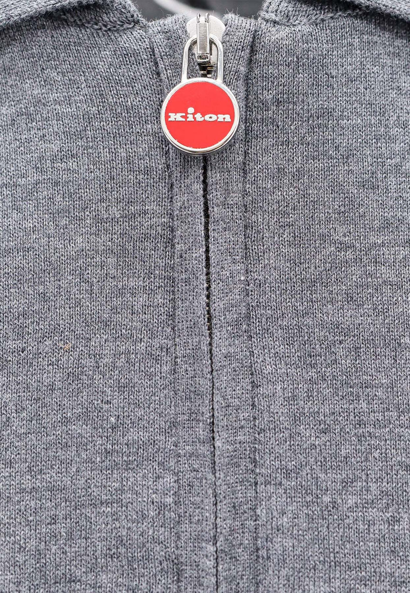 Kiton Ciro Paone Half-Zip Polo T-shirt Gray UMKX33Z_K284