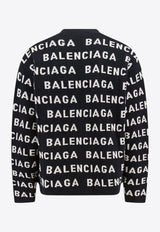 Balenciaga All-Over Logo Intarsia Cardigan Black 766471T1673_1070