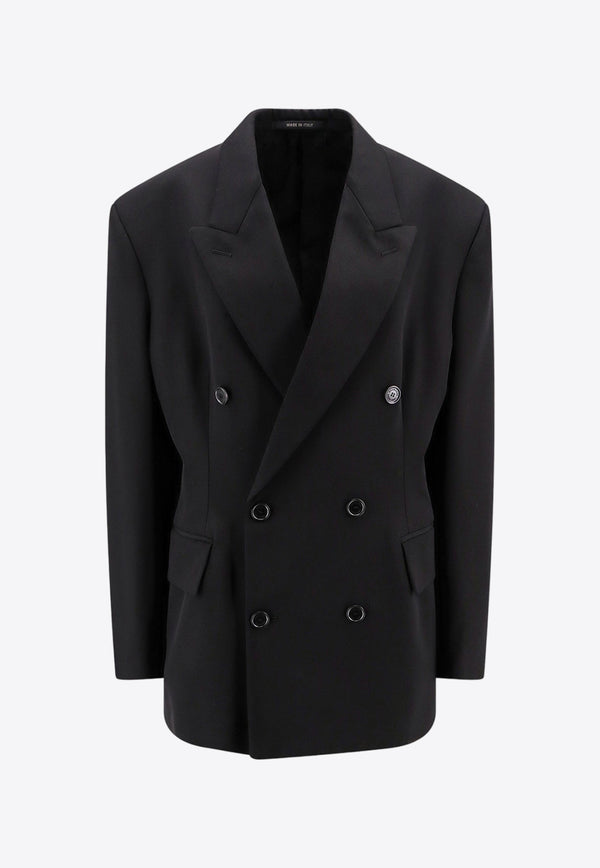 Balenciaga Cinched Double-Breasted Blazer Black 773357TNT39_1000