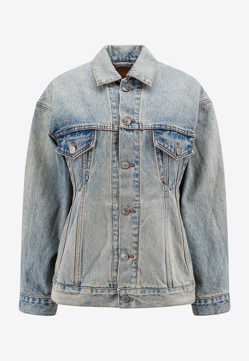 Balenciaga Hourglass-Shaped Denim Jacket Blue 773776TJW79_4076