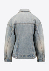 Balenciaga Hourglass-Shaped Denim Jacket Blue 773776TJW79_4076