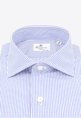 Finamore 1925 Striped Long-Sleeved Shirt Blue 045552C0486Z_02