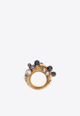 Dries Van Noten Pearls and Rhinestones Embellished Ring Gold 241018243094_973