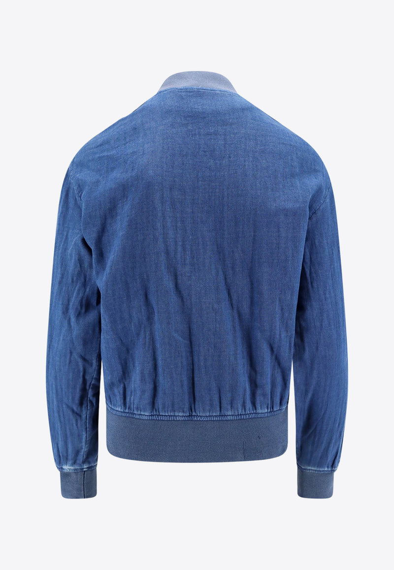 Palm Angels Chambre Denim Bomber Jacket Blue PWEA119S24FAB001_4903