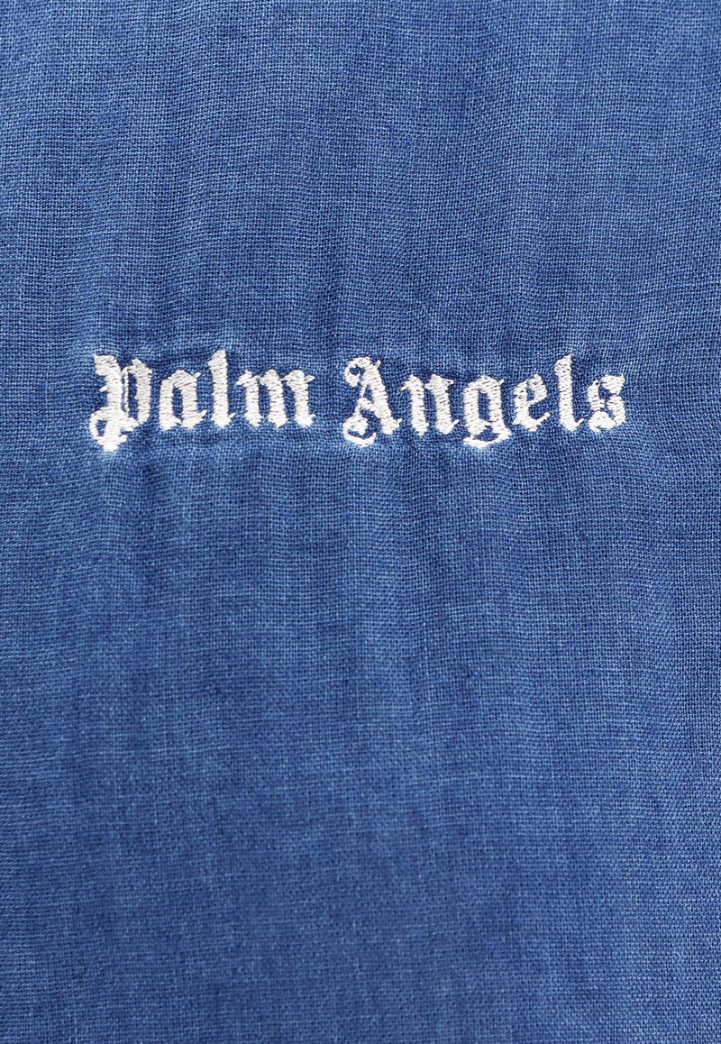 Palm Angels Chambre Denim Bomber Jacket Blue PWEA119S24FAB001_4903