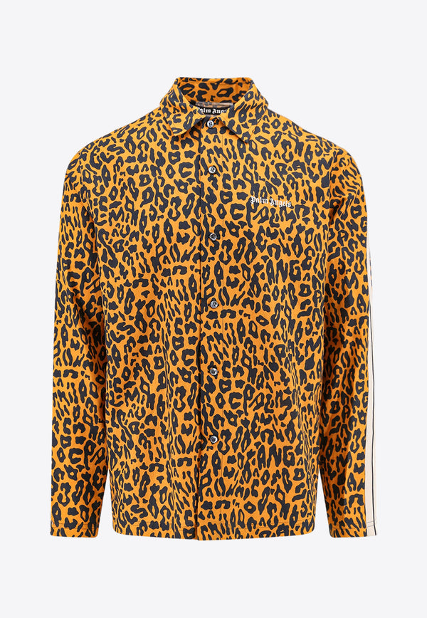 Palm Angels Cheetah Print Long-Sleeved Shirt Orange PMBD056S24FAB002_2010