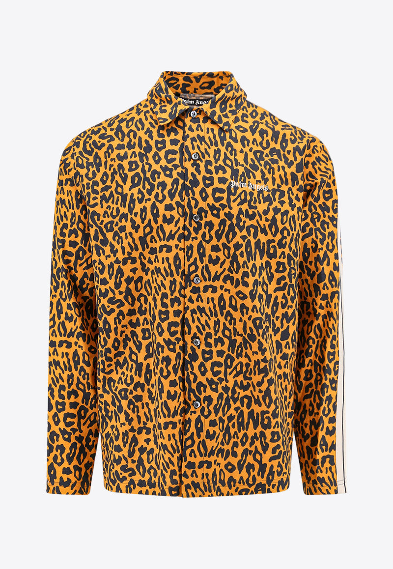 Palm Angels Cheetah Print Long-Sleeved Shirt Orange PMBD056S24FAB002_2010