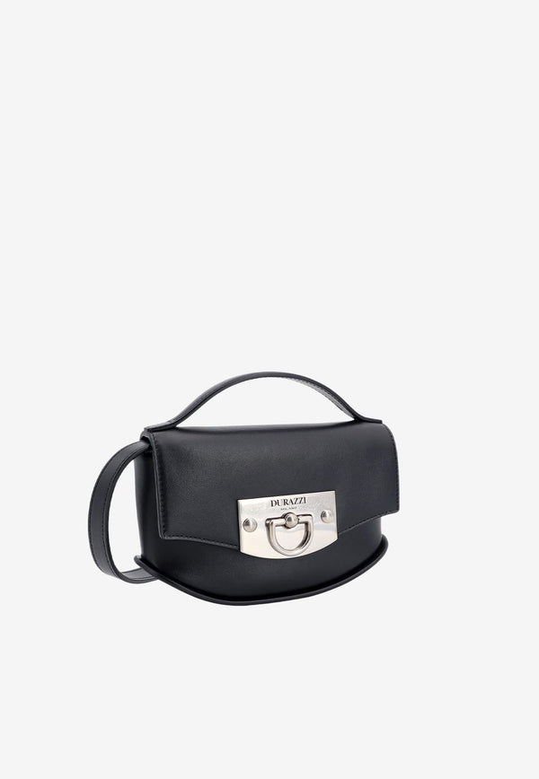 Durazzi Milano Mini Swing Top Handle Bag in Calf Leather Black COB04MB_B001