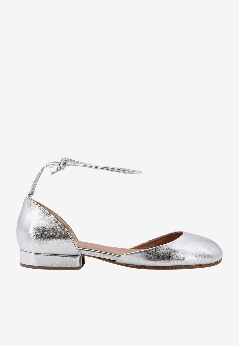 Durazzi Milano Metallic Leather Ballet Flats Silver SS24S02S_V011