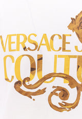 Versace Jeans Watercolor Logo Print T-shirt White 76GAHG00CJ00G_G03