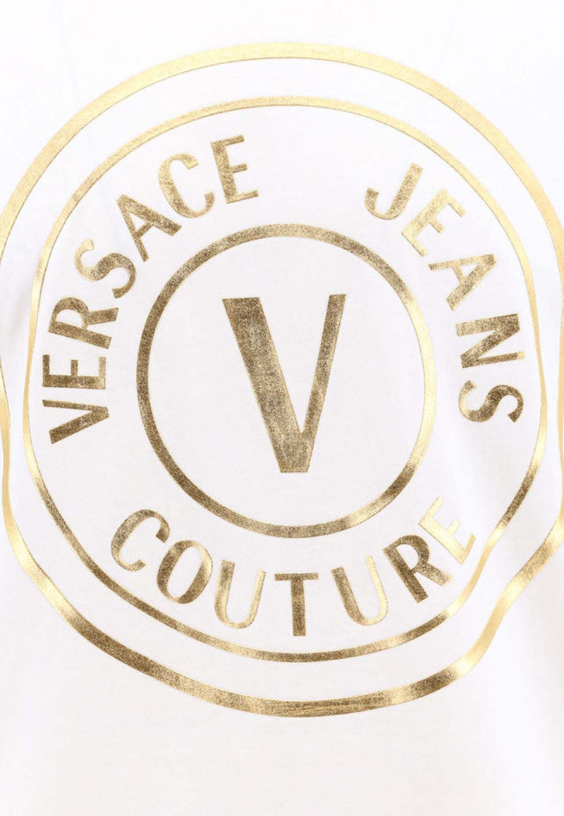 Versace Jeans V-emblem Print T-shirt White 76GAHT04CJ00T_G03