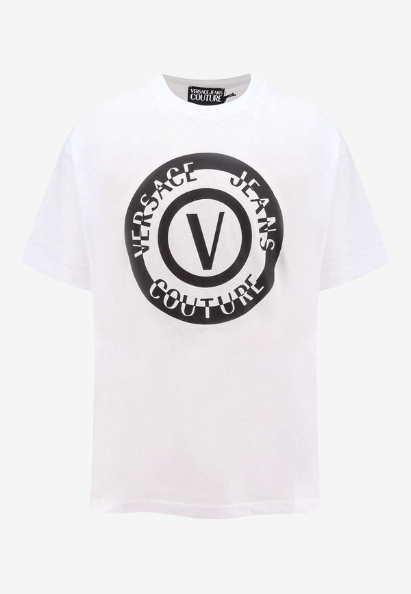 Versace Jeans Logo Print Crewneck T-shirt White 76GAHT06CJ00T_003