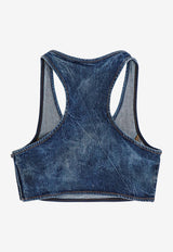 Diesel Oval-D Logo Denim Cropped Top Blue A138210PGAL_01