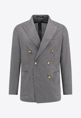 Tagliatore Double-Breasted Wool-Blend Blazer Gray 1SMC20K520109_G3220