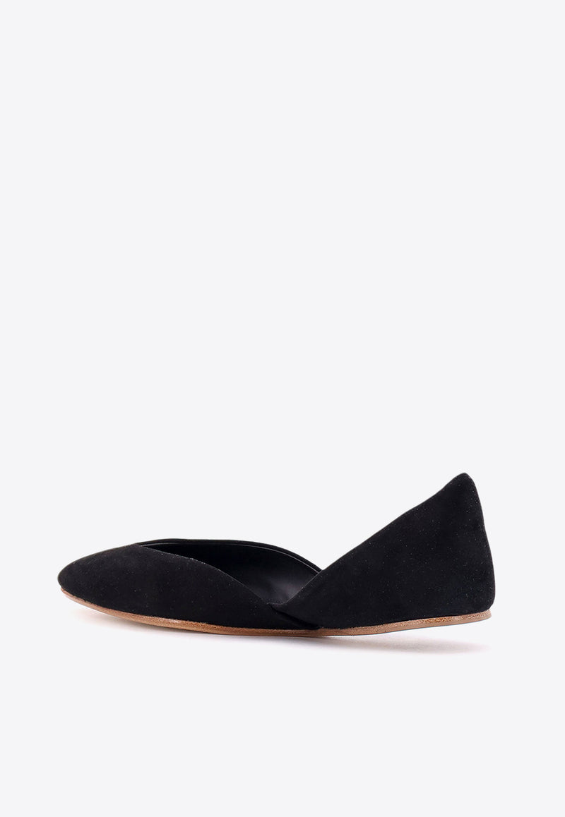 The Row Gemma Suede Ballet Flats Black F1518L21_BLK