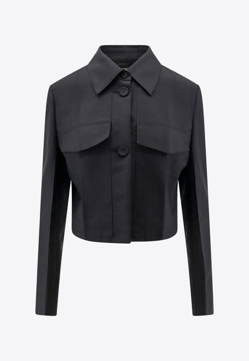 Fendi Deconstructed Tailored Cropped Blazer Black FJ7474S9A_F0GME