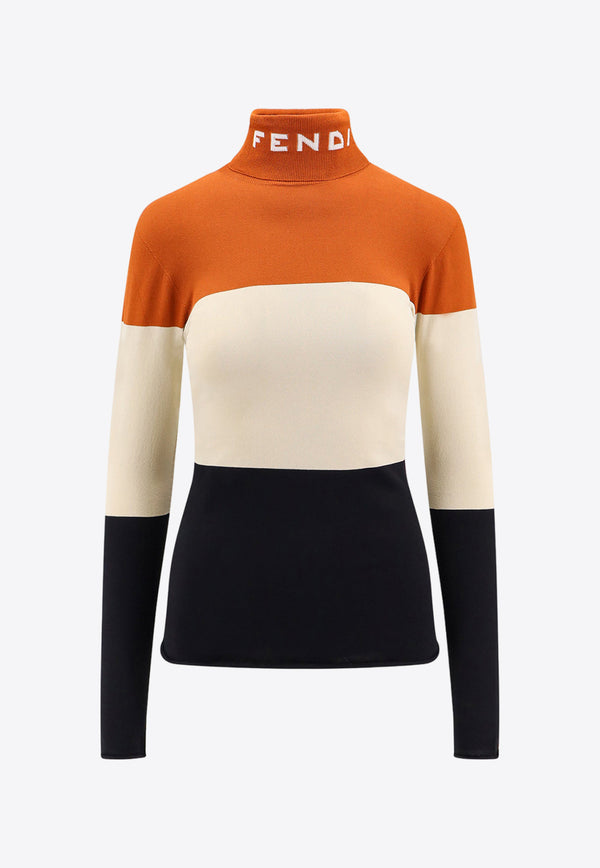 Fendi Colorblocked High-Neck Sweater Multicolor FZXB25ARV1_F1NY9