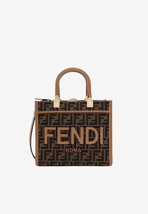 Fendi Small Sunshine FF Jacquard Top Handle Bag Brown 8BH394ALVY_F1GE3