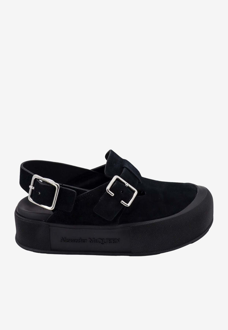 Alexander McQueen New Micmac Flatform Suede Sandals
 Black 735803WHXK5_1081