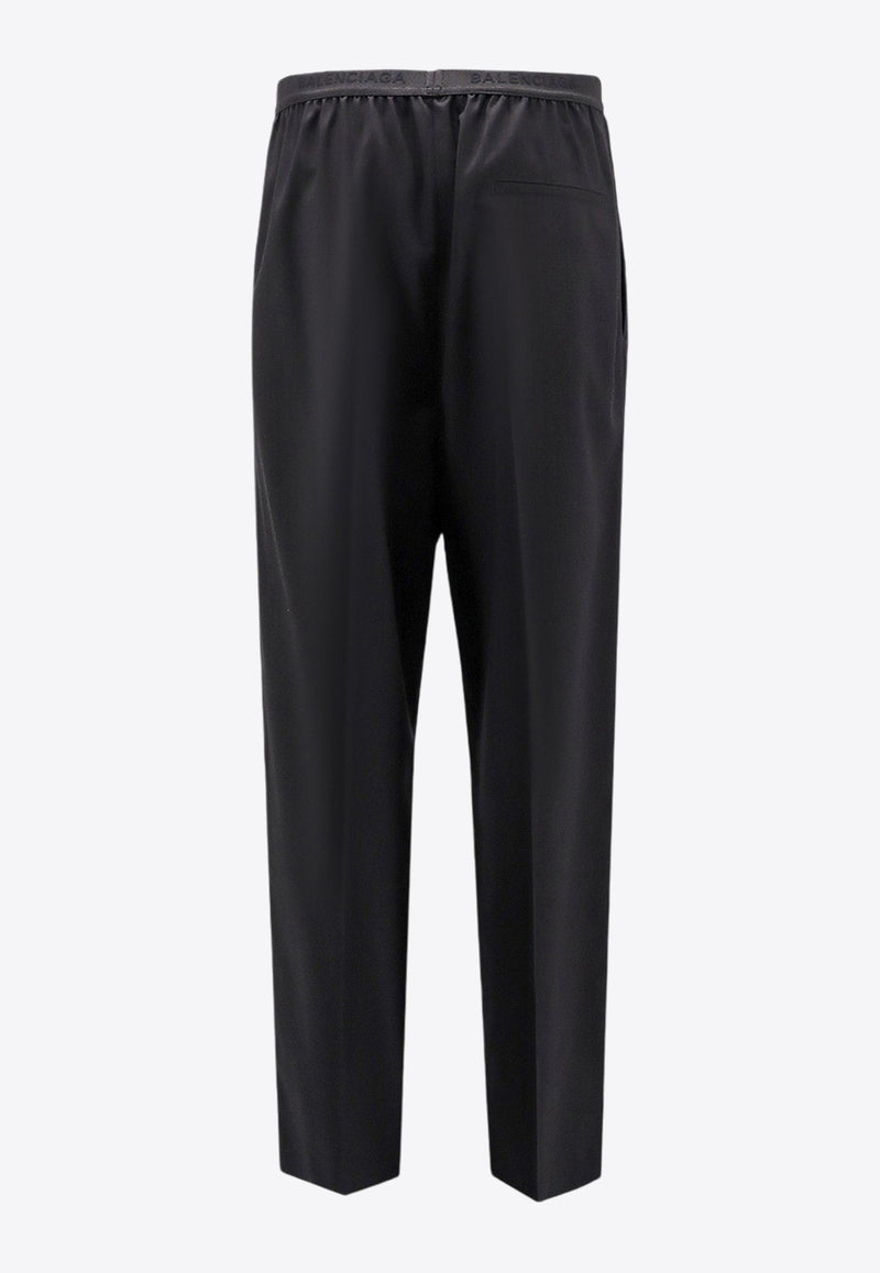 Balenciaga Logo-Waistband Wide Pants Black 675490TLT15_1000