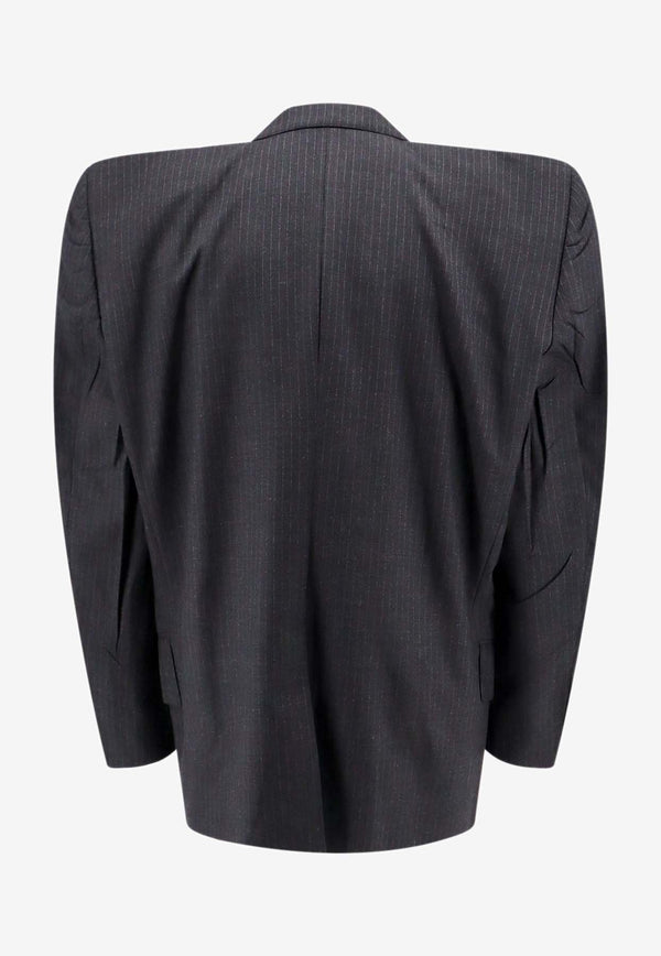 Balenciaga Pinstripe Cut-Away Wool Blazer Gray 790912TQT12_1140