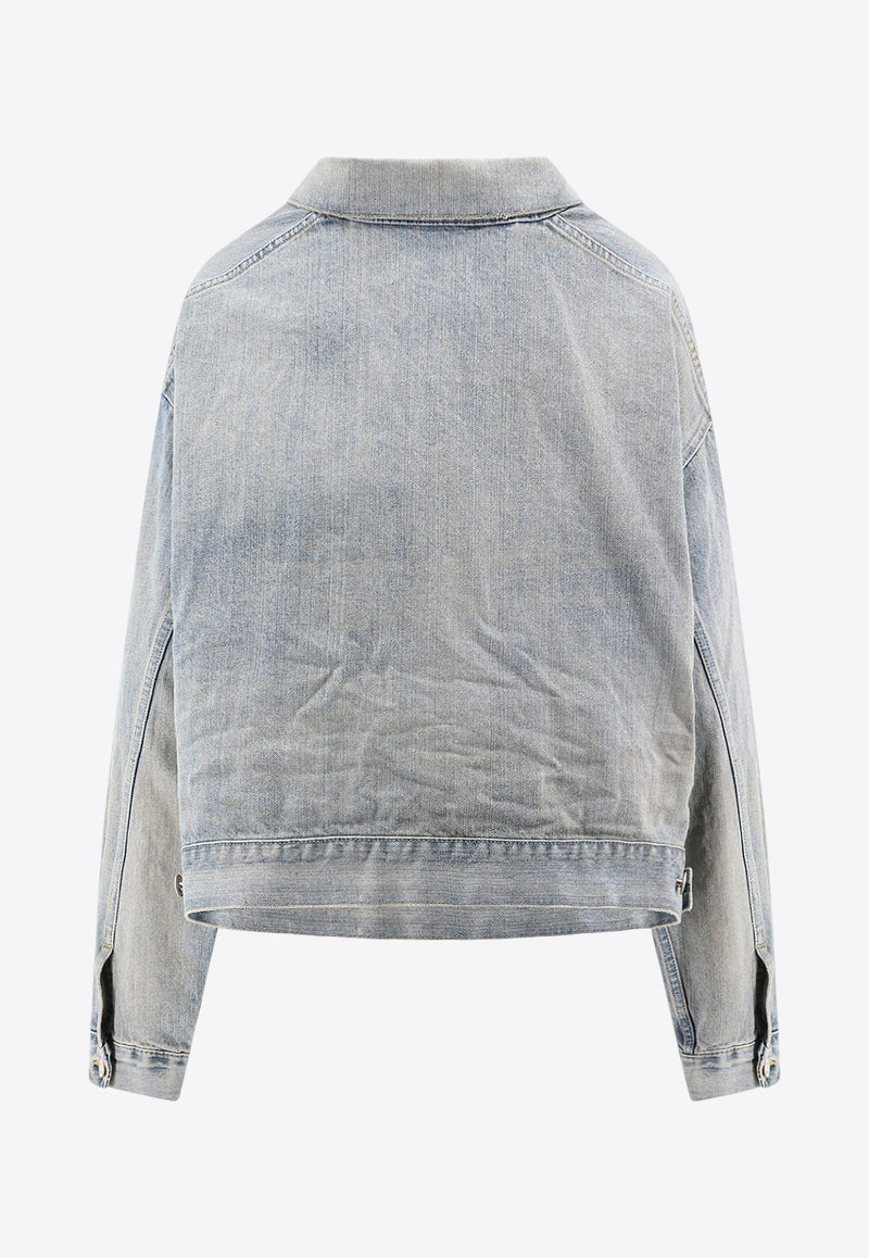 Balenciaga Off-Shoulder Denim Jacket Blue 786638TQW55_6379