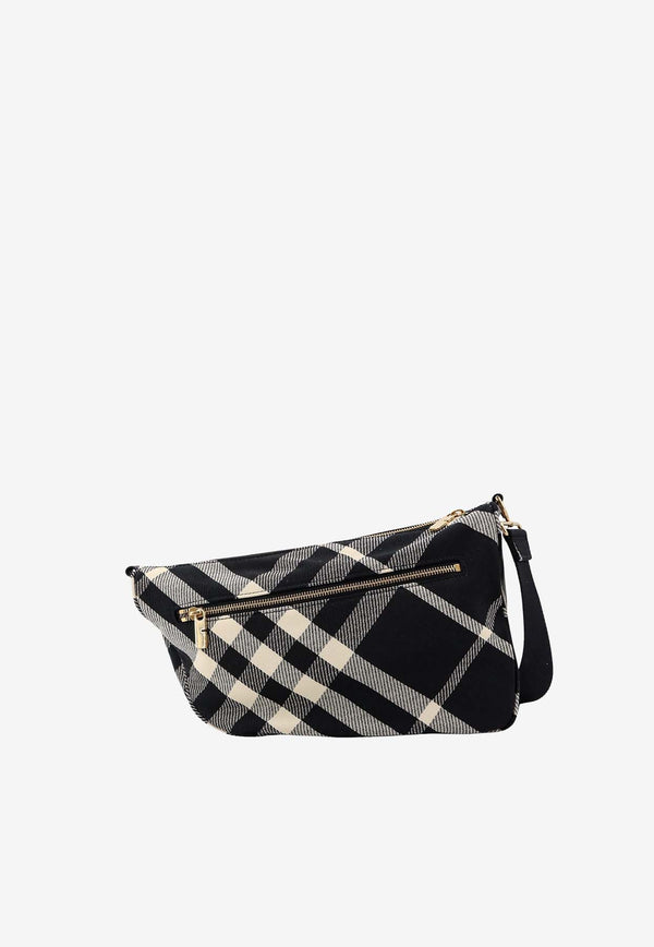 Burberry Shield Checked Crossbody Bag Black 8087625_A1003