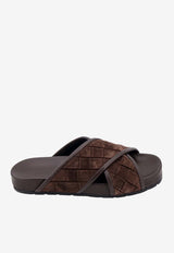 Bottega Veneta Tarik Crisscross Suede Sandals Brown 786883V3QE0_2113