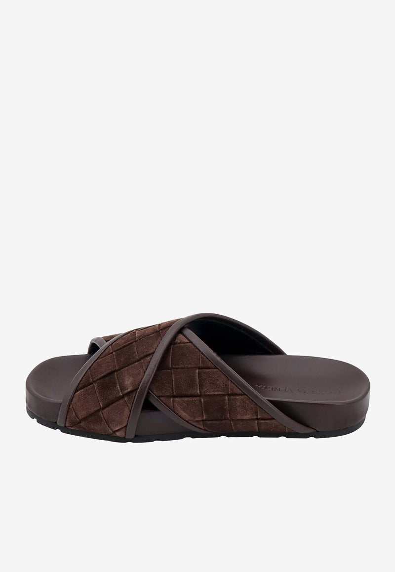 Bottega Veneta Tarik Crisscross Suede Sandals Brown 786883V3QE0_2113