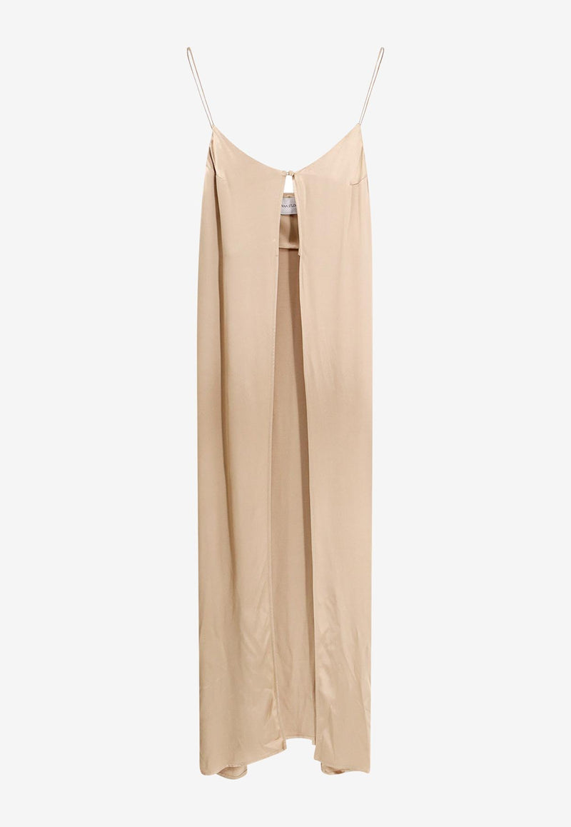 The Nina Studio Hathor Long Satin Top Beige HATHOR_TAUPE