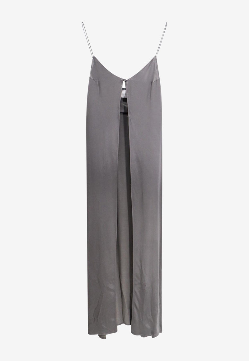 The Nina Studio Hathor Long Satin Top Gray HATHOR_SMOKE