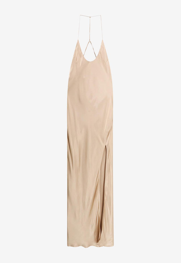 The Nina Studio Peitho Satin Maxi Dress Beige PEITHO_TAUPE