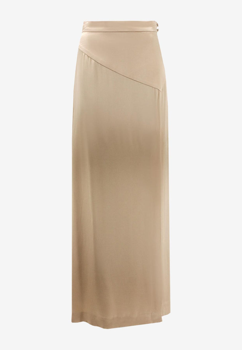 The Nina Studio Peitho Satin Maxi Skirt Taupe PEITHO SKIRT_TAUPE