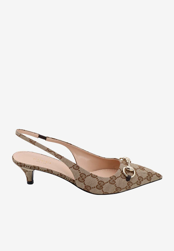 Gucci 45 GG Supreme Slingback Canvas Pumps Beige 7826272HK80_9763