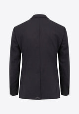 Dolce 
Gabbana Logo Embroidered Single-Breasted Blazer Black G2NW0ZFU28E_N0000